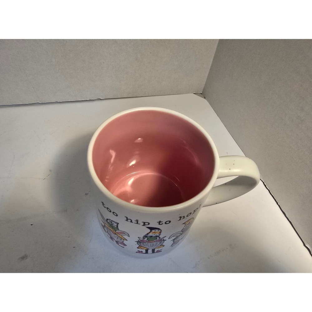 Carrot Patch Cottage Too Hip To Hop Easter Gnome Coffee Mug Pink Interior - Picture 3 of 8